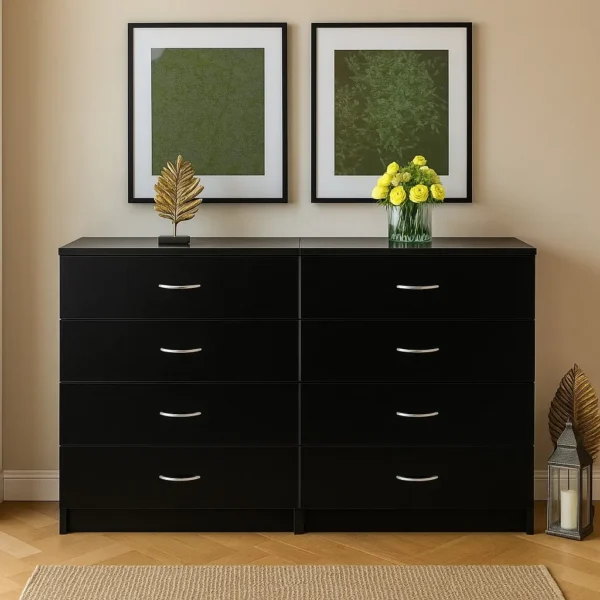 Black Luxe Double Dresser – Crafted in UK for Bedrooms