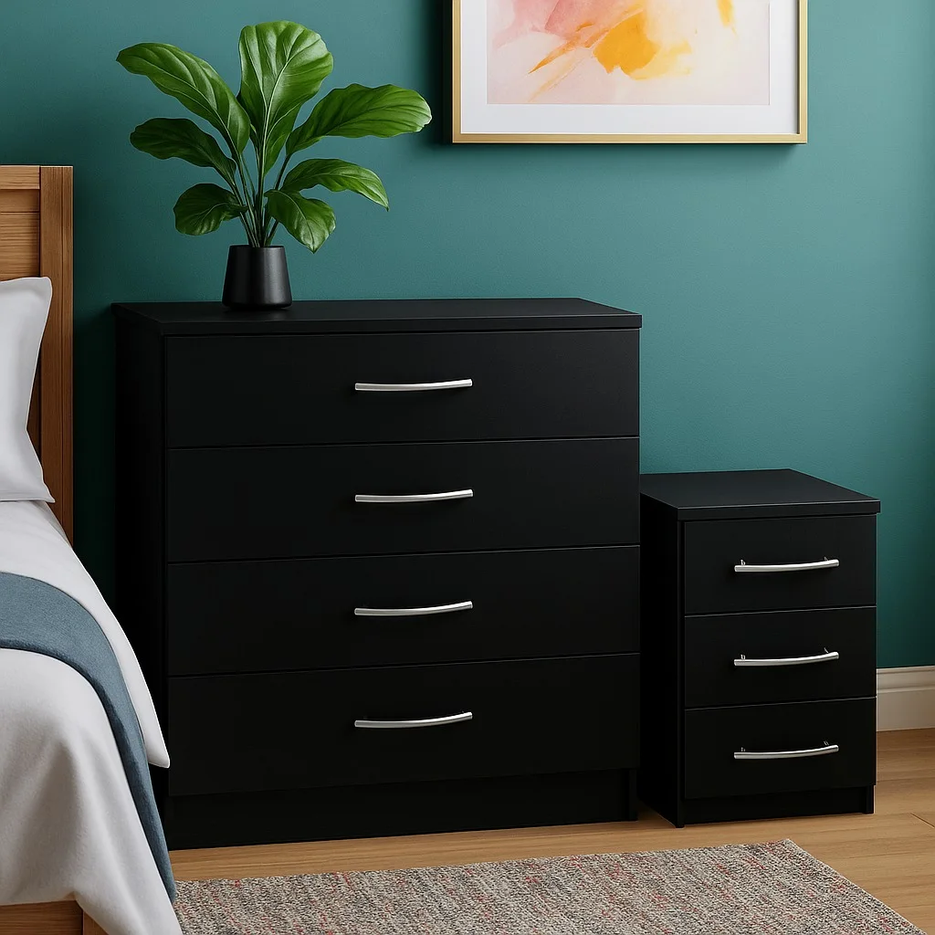 Black Nova Bedroom Drawer Set – Crafted in UK