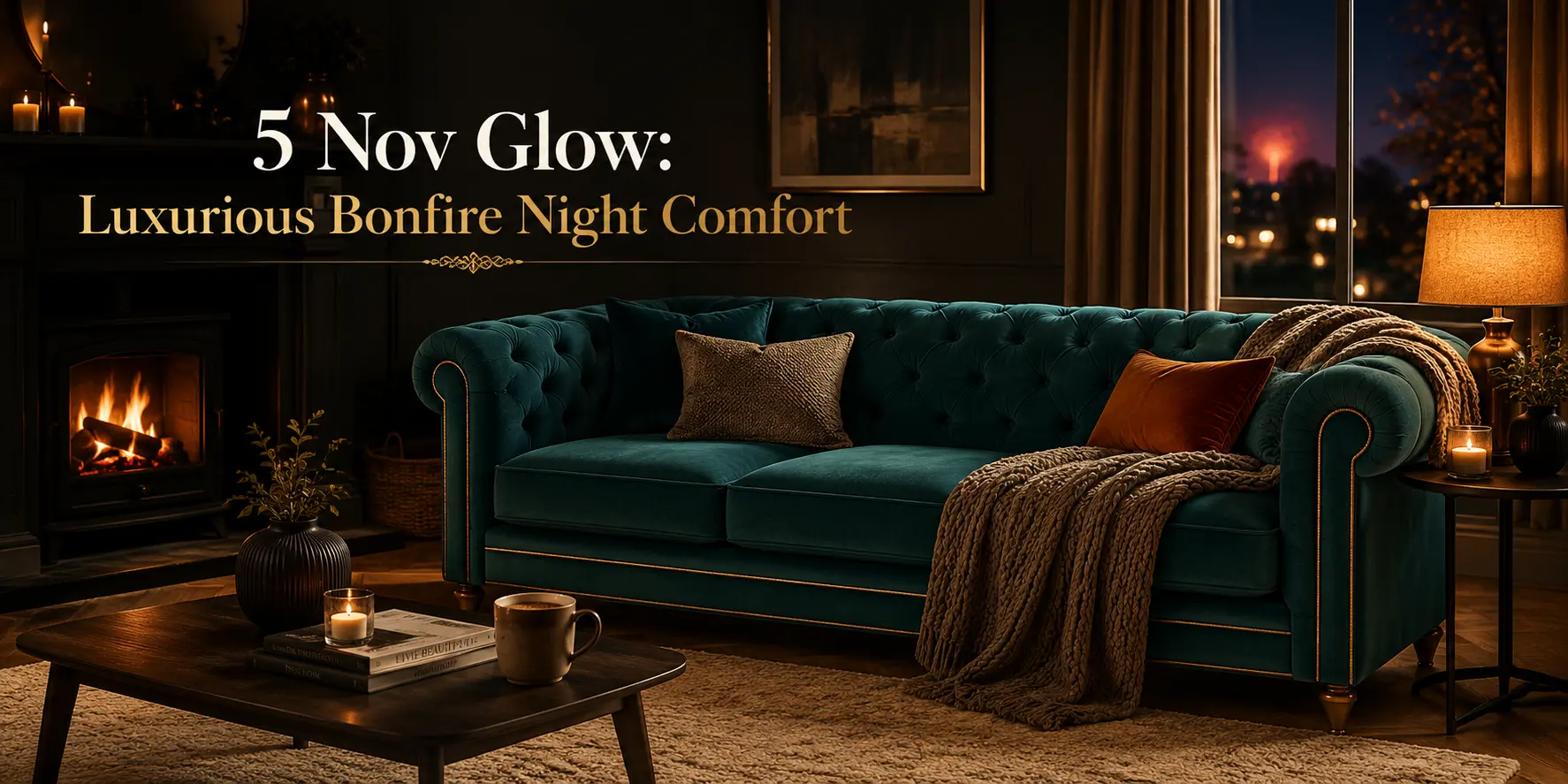 Bonfire Night Glow in an Emerald Lounge - Climax Furniture