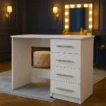 Elegant White Desk with 4 Smooth-Glide Drawers – Modern Home Office Desk - UK