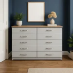 Wide Grey 8-Drawer Chest – Modern Oak Top Unit UK