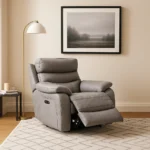 Premium Hannan Grey Micro Fabric Electric Recliner Armchair Sofa | UK