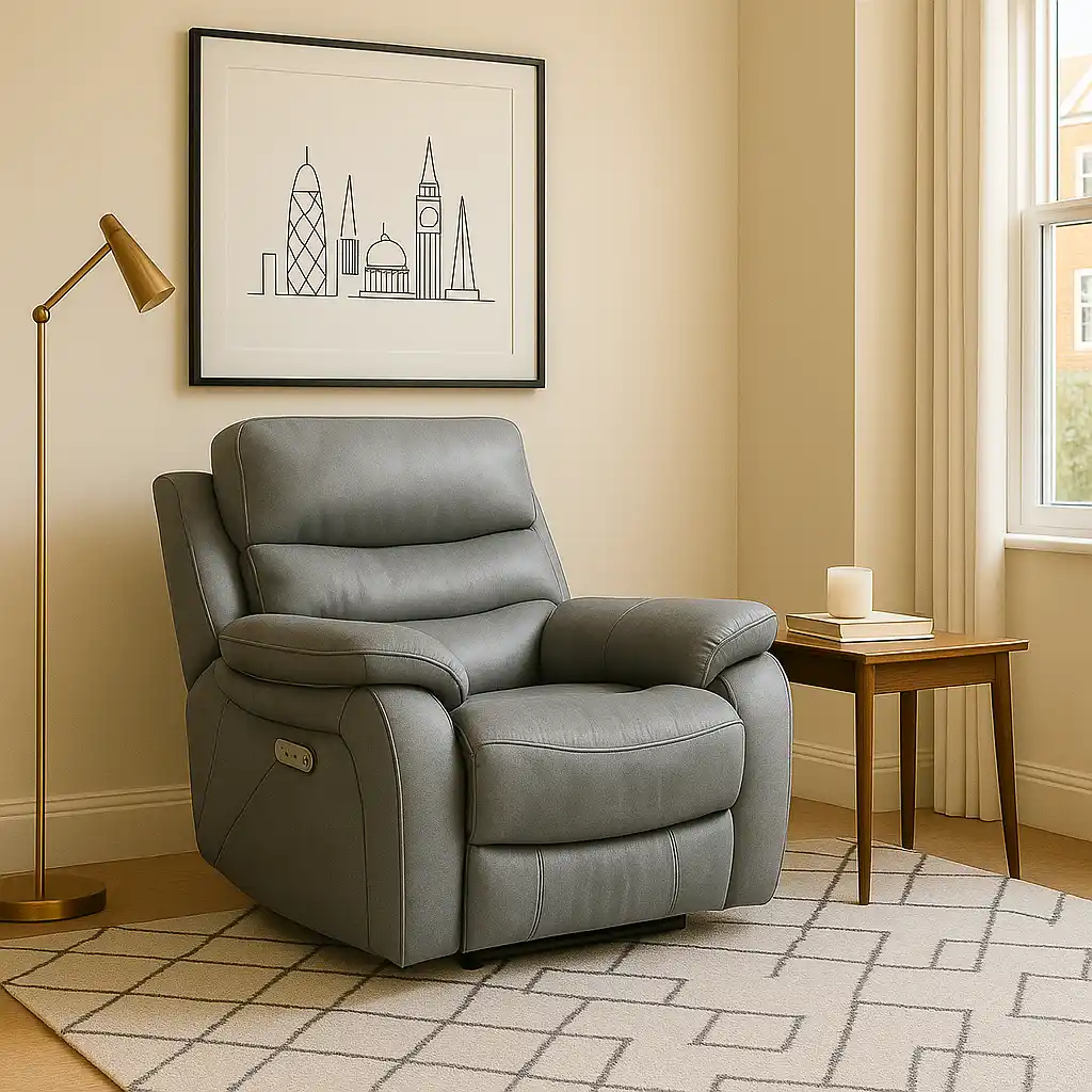 Premium Hannan Grey Micro Fabric Electric Recliner Armchair Sofa | UK - Image 6