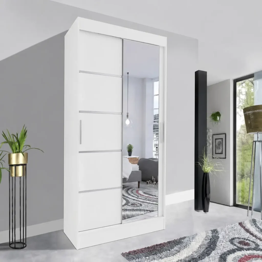 Lyon 120cm Grey Sliding Mirror Wardrobe UK