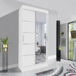 Lyon 120cm Grey Sliding Mirror Wardrobe UK