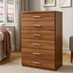 6-Drawer Chest Elegant Walnut – Sophisticated Modern Finish – UK