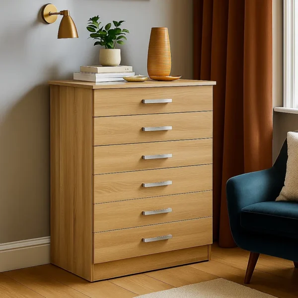 Nordic Oak 6-Drawer Tallboy – Stylish UK Made Furniture