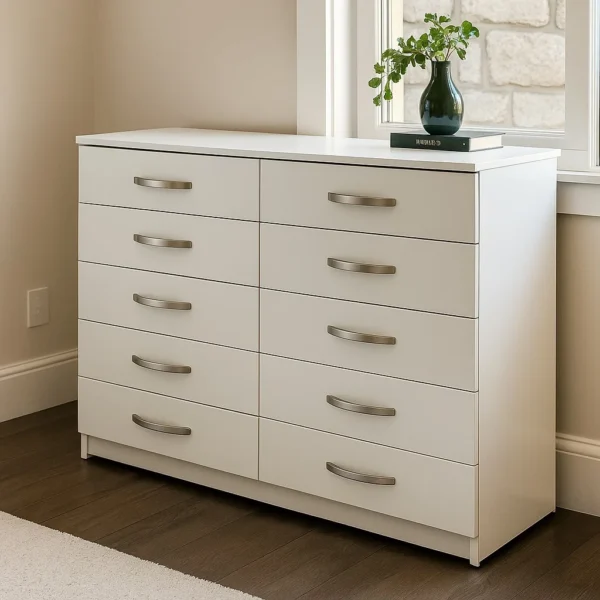 Smooth Glide Luxury White 8-Drawer Chest – UK Made