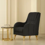 UK Luxury Black Accent Armchair with Gold Legs