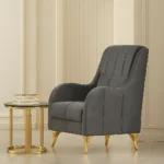 UK Luxury Grey Accent Armchair with Gold Legs