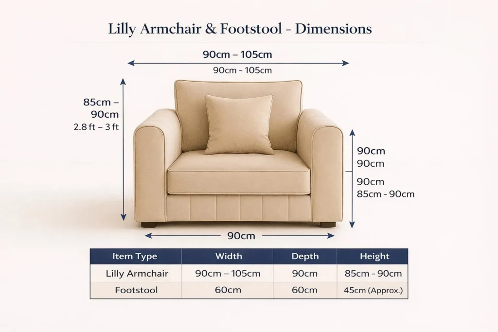 Lilly Armchair with Footstool – UK Handmade Comfort