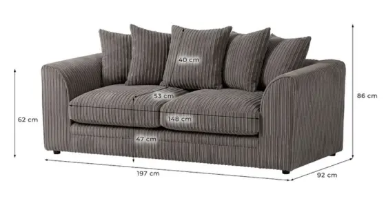 Dylan 3 Seater Sofa Dimensions