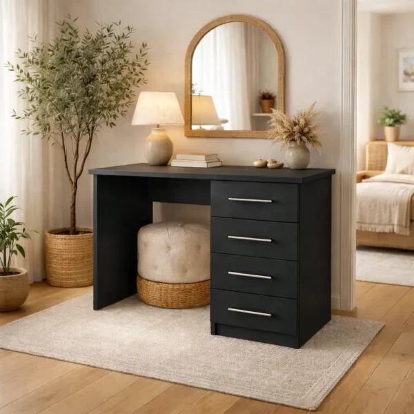 Elegant White Desk with 4 in black