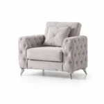 Zumrut Armchair Sofa-bed Sofa Grey Velvet Modern Living Room Furniture - UK