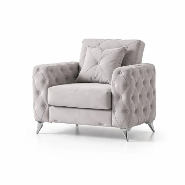 Zumrut Armchair Sofa-bed Sofa Grey Velvet Modern Living Room Furniture - UK