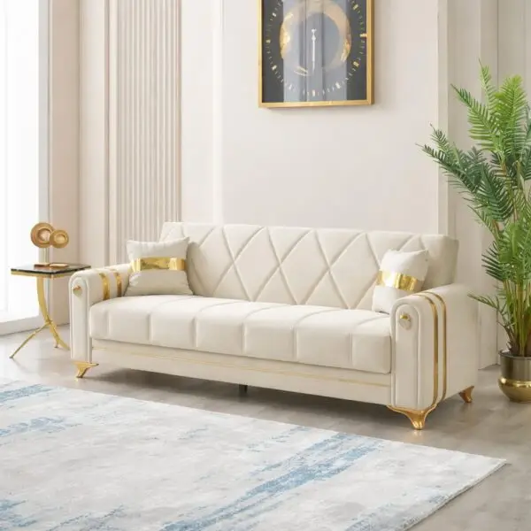 Cozy Cream Sofa Bed | UK-Made Fabric Sleeper Couch | Ultimate Comfort