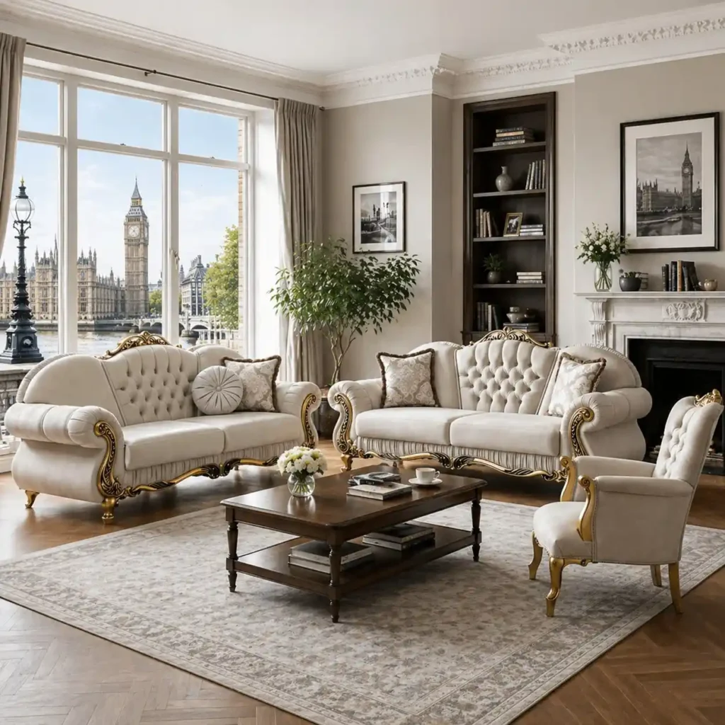 Collosal Cream Velvet Accent | Ornate Gold Baroque Wingback