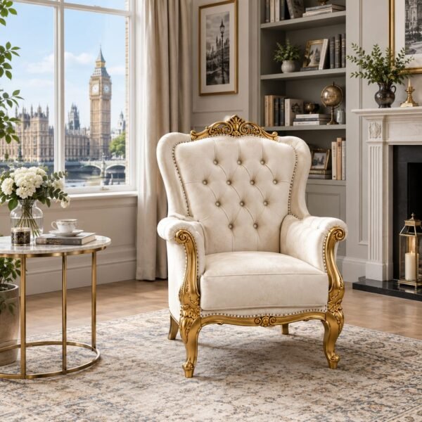 Collosal Cream Velvet 3+2+1 Seater Sofa Set Ornate Gold Baroque Wingback