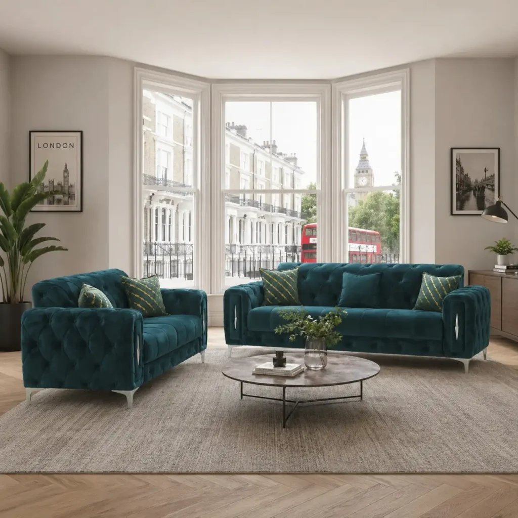 Luxe Emerald Velvet Sofa | The Classic Chesterfield - UK