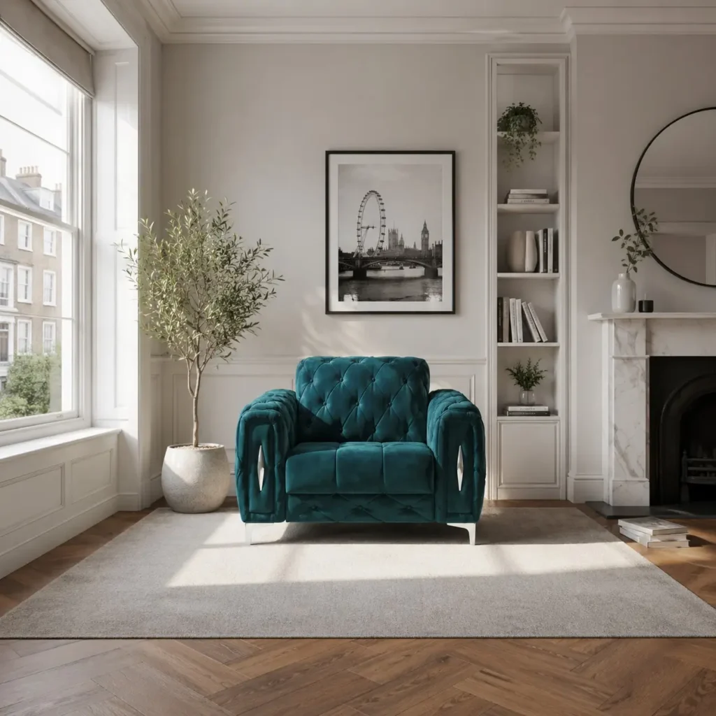 Luxe Emerald Velvet Sofa | The Classic Chesterfield - UK