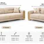 Fonte Luxury Champagne Velvet Settee – Vertical Channel Tufted Sofa Set Dimensions