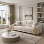 Fonte Luxury Champagne Velvet Settee – Vertical Channel Tufted Sofa