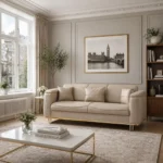 Lido Cream Velvet Sofa | Gold Sled Base & Fluted Arm Detail