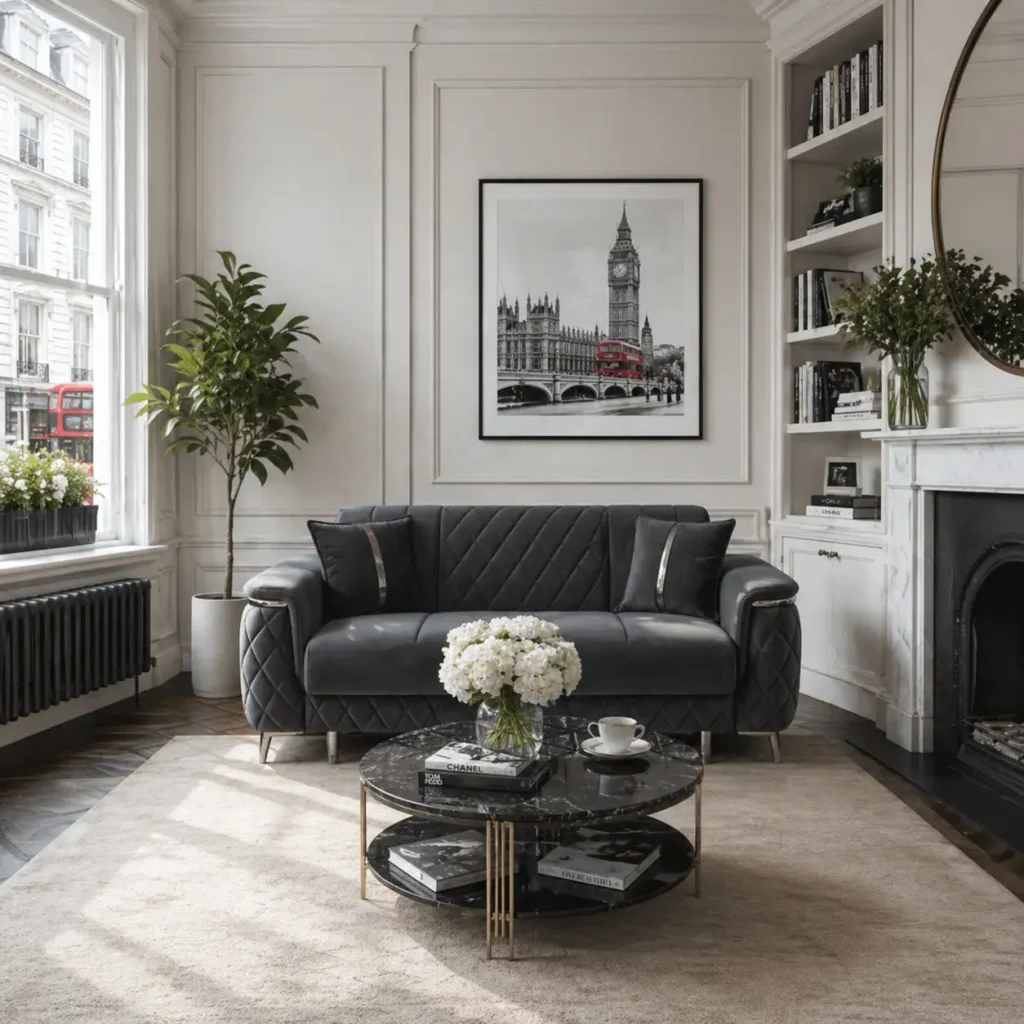 Millenia Charcoal Velvet | High Back Mid-Century - UK