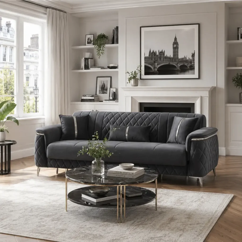 Millenia Charcoal Velvet | High Back Mid-Century - UK