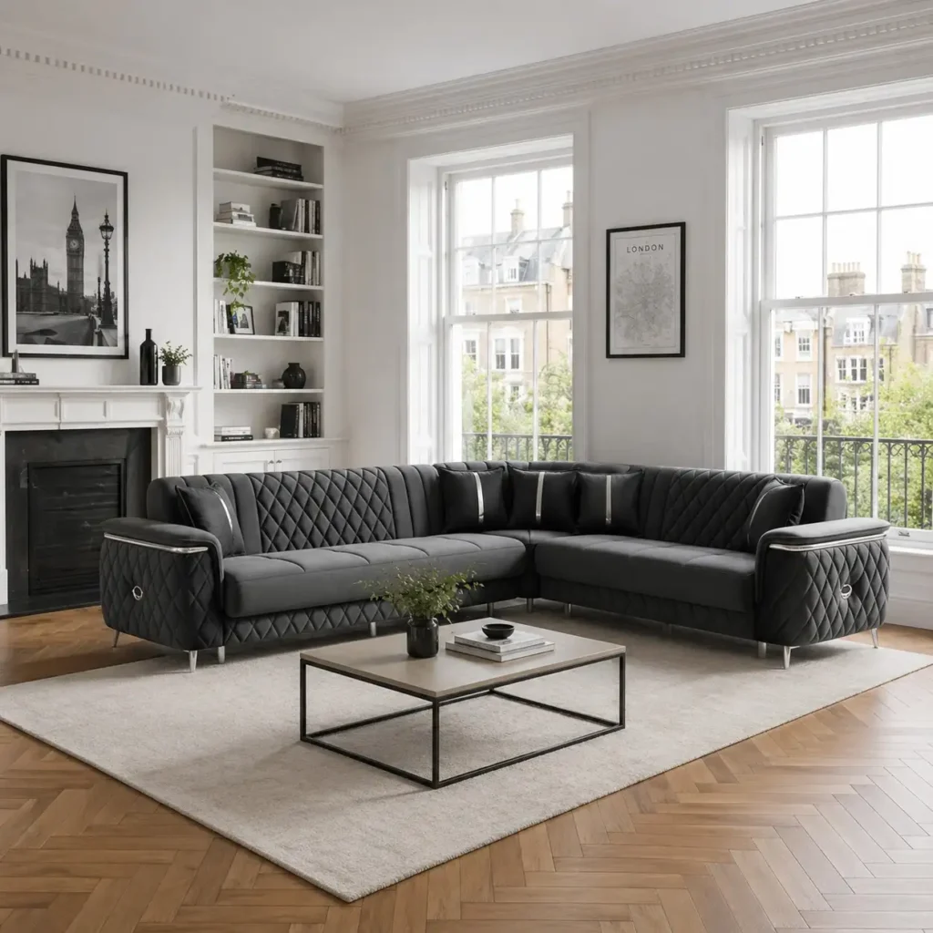 Millenia Charcoal Velvet | High Back Mid-Century - UK