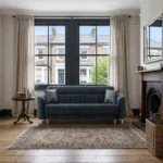 Pearl Navy Velvet Sofa | Vertical Fluted Design with Tufted Back