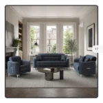 Pearl Navy Velvet Sofa | Vertical Fluted Design with Tufted Back