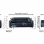 Pearl Navy Velvet Sofa with Vertical Fluted Design