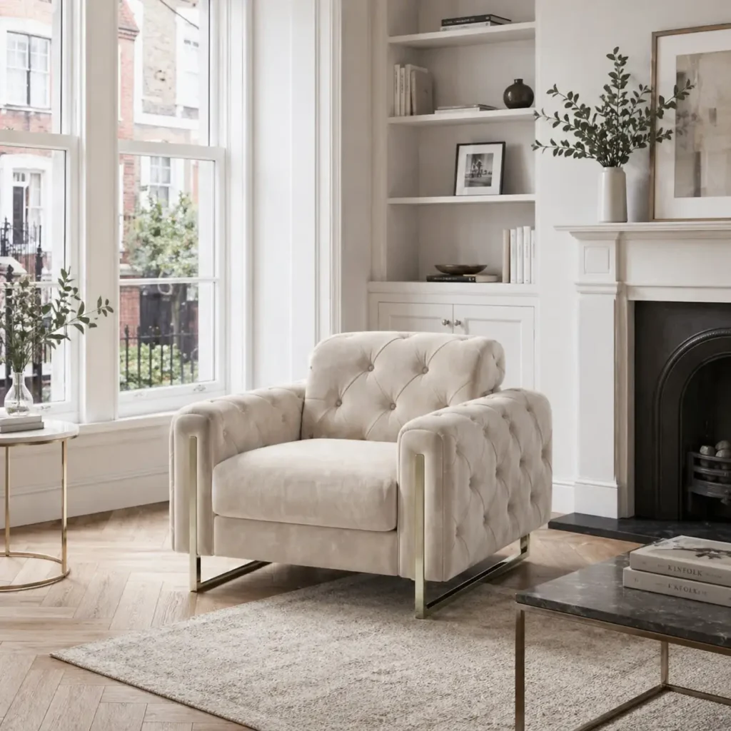 Prague Cream Velvet Sofa | Luxury Scalloped Back - UK