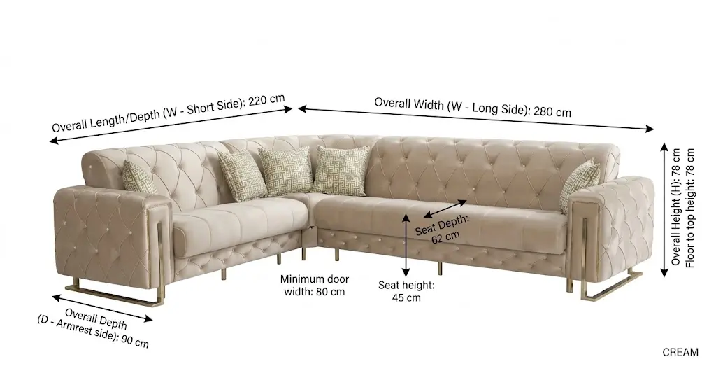 Prague Cream Velvet Sofa corner