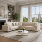 Prague Cream Velvet Sofa | Luxury Scalloped Back - UK