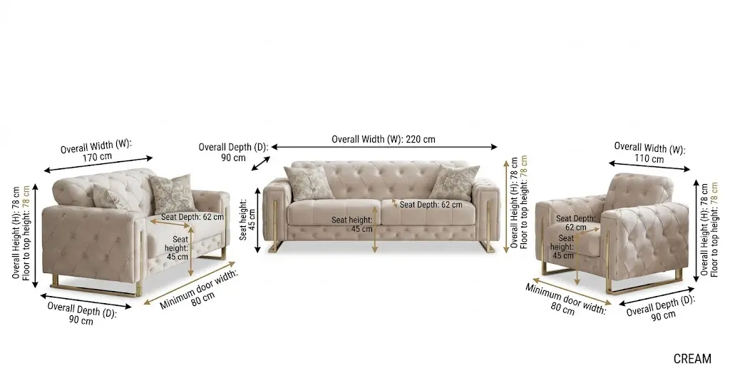 Prague Cream Velvet Sofa