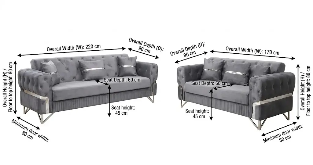 Velo Modern Velvet Sofa 3+2