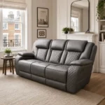 Luxury Grey Quilted 3-Seater Recliner Sofa – Modern Comfort Collection