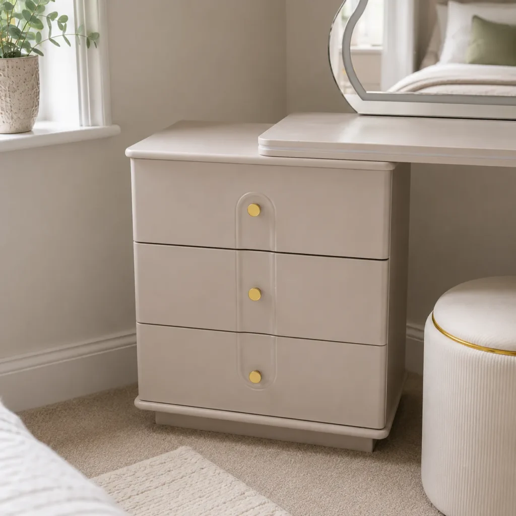 Modern UK Made Vanity Desk with Storage Drawers & LED Mirror (3)