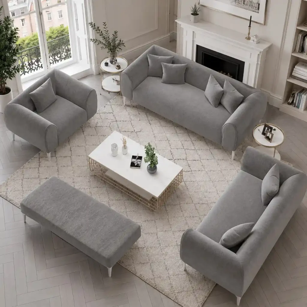 Camden Grey 3+2+1 Sofa Set – Luxury Living Room Furniture UK