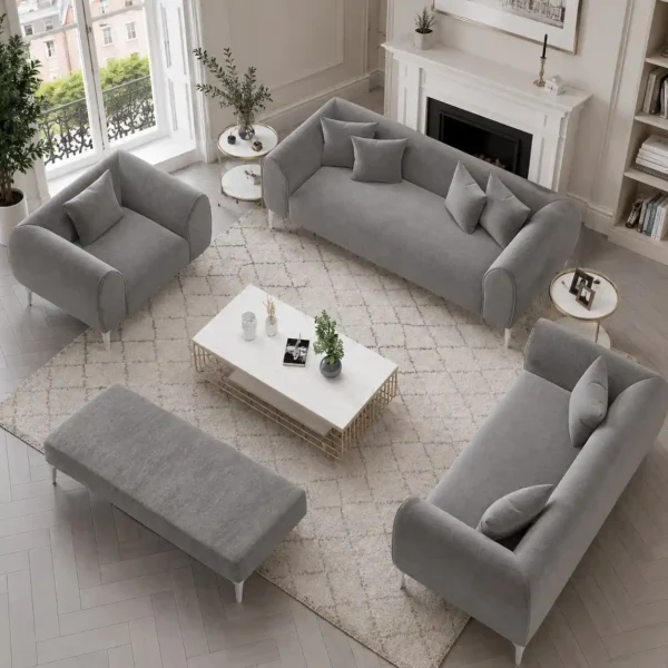 Camden Grey 3+2+1 Sofa Set – Luxury Living Room Furniture UK