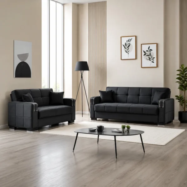 Black arte 3+2 seater sofa-bed - climax furniture...