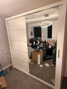 Climax Furniture Oslo Sliding Mirror Wardrobe 203cm in white, installed in a customer's bedroom