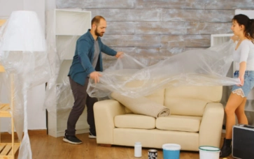 Couple unboxing Soft velvet fabric 2-seater sofa - climax furniture