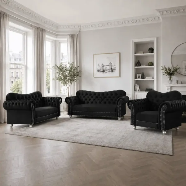 Elegance Handmade Velvet 3+2+1 Sofa Set – Luxury UK Furniture