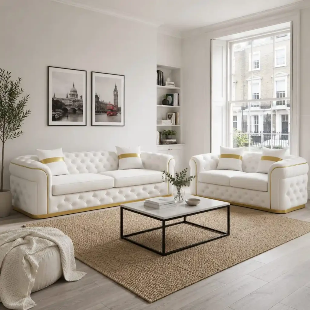 Turkish 3+2 Seater Sofa Set | Opulent Gold-Trimmed Velvet
