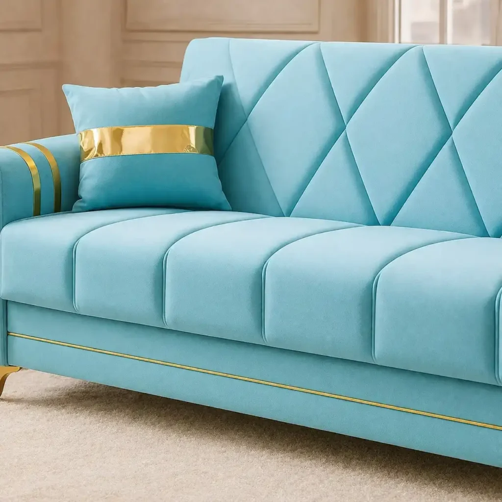 Azure Elegance 3 Seater Sofa Bed Seats Closeup
