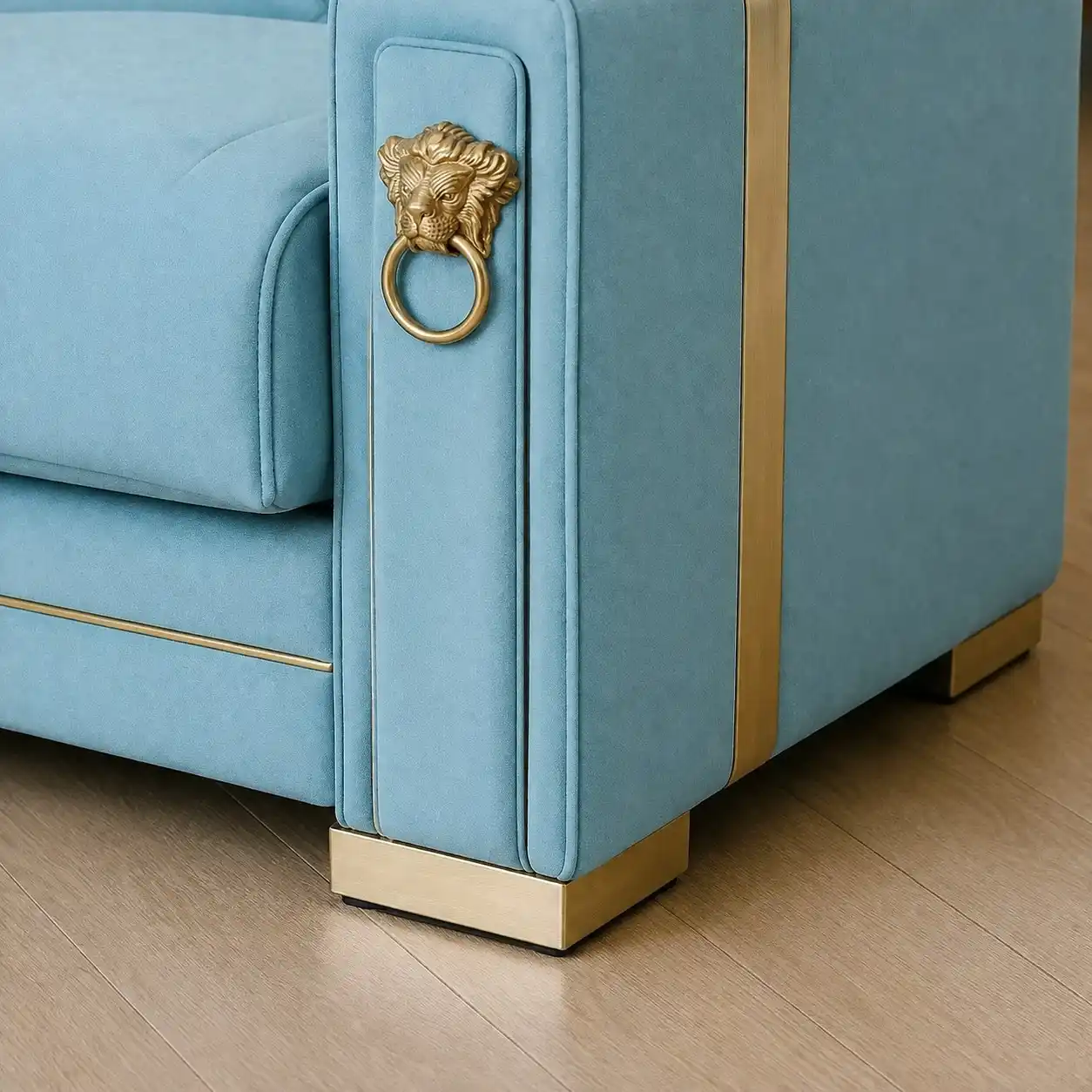 Azure Elegance Armchair Sofa Bed Leg Closeup