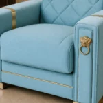 Azure Elegance Armchair Sofa Bed Seat Closeup
